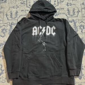 VTG Y2K Black ACDC Thunder Thunderstruck Hoodie Grunge Band Graphic SZ M/L